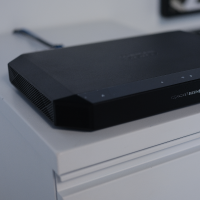 black router on white counter